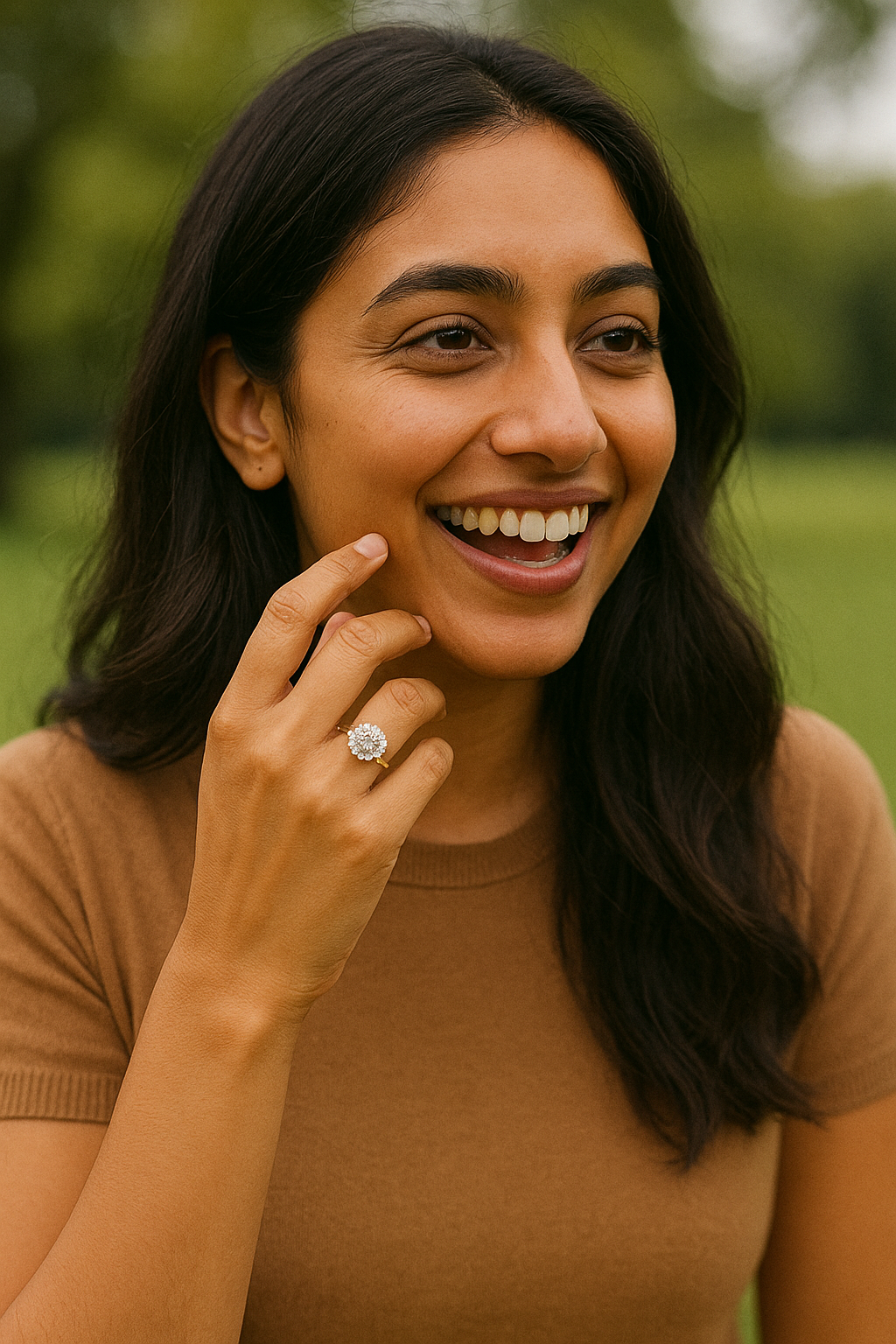 Elegant diamond and gold jewelry pieces displayed on marble surface